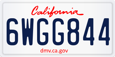 CA license plate 6WGG844