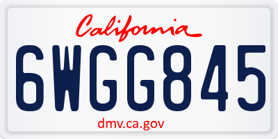 CA license plate 6WGG845