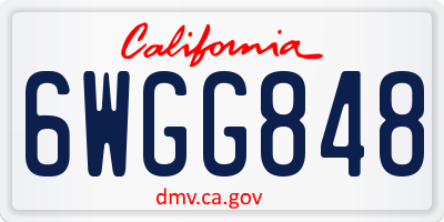 CA license plate 6WGG848