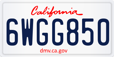 CA license plate 6WGG850