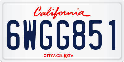 CA license plate 6WGG851