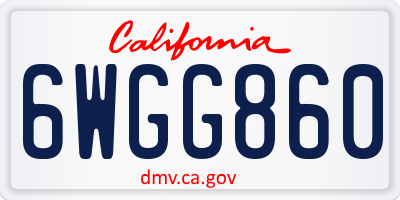CA license plate 6WGG860