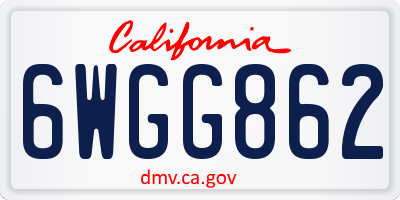 CA license plate 6WGG862