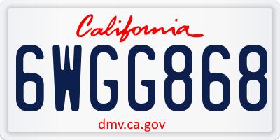 CA license plate 6WGG868
