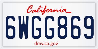 CA license plate 6WGG869