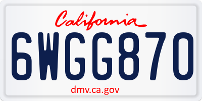 CA license plate 6WGG870