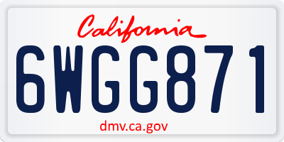 CA license plate 6WGG871