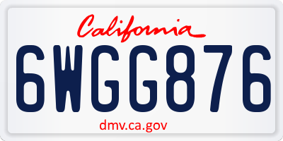 CA license plate 6WGG876