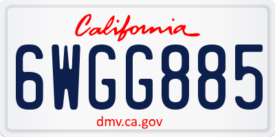CA license plate 6WGG885