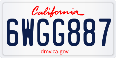 CA license plate 6WGG887
