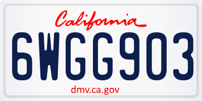 CA license plate 6WGG903