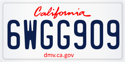 CA license plate 6WGG909