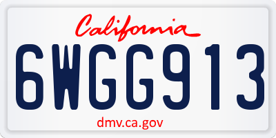 CA license plate 6WGG913