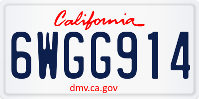 CA license plate 6WGG914