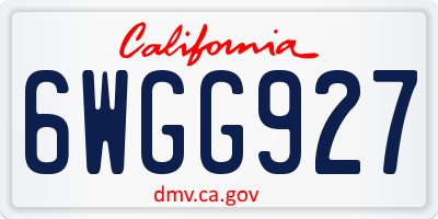 CA license plate 6WGG927