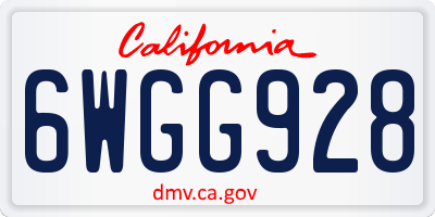 CA license plate 6WGG928
