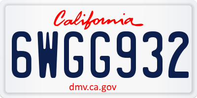 CA license plate 6WGG932
