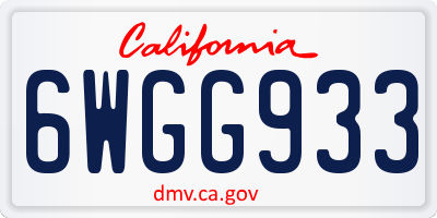CA license plate 6WGG933