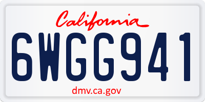 CA license plate 6WGG941