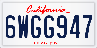 CA license plate 6WGG947