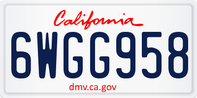 CA license plate 6WGG958