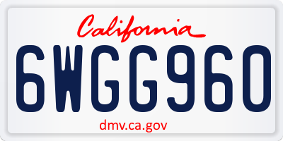 CA license plate 6WGG960