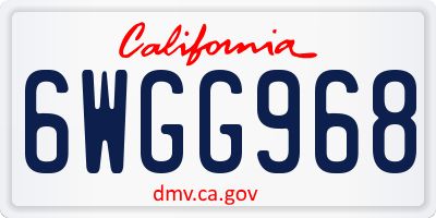 CA license plate 6WGG968