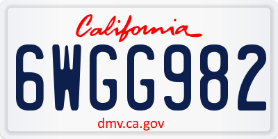 CA license plate 6WGG982