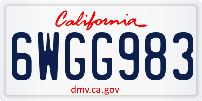 CA license plate 6WGG983