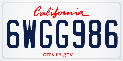 CA license plate 6WGG986