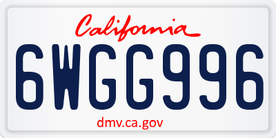CA license plate 6WGG996