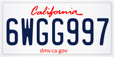 CA license plate 6WGG997