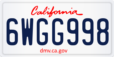 CA license plate 6WGG998