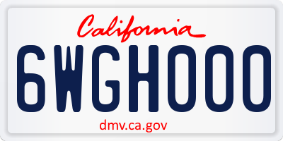CA license plate 6WGH000