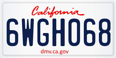 CA license plate 6WGH068