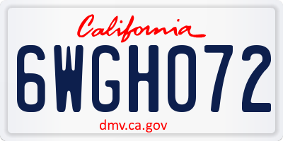 CA license plate 6WGH072