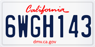 CA license plate 6WGH143