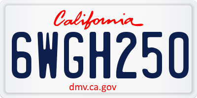 CA license plate 6WGH250