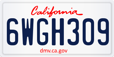 CA license plate 6WGH309