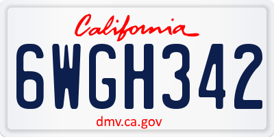 CA license plate 6WGH342