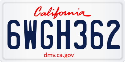 CA license plate 6WGH362