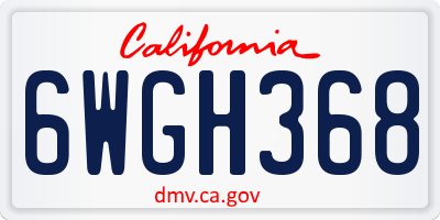 CA license plate 6WGH368