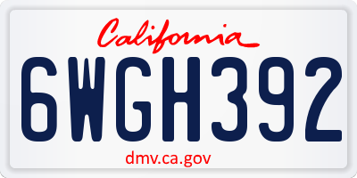 CA license plate 6WGH392