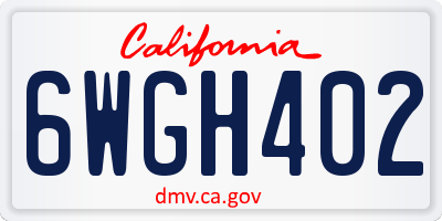 CA license plate 6WGH402