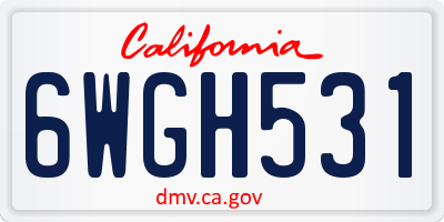 CA license plate 6WGH531
