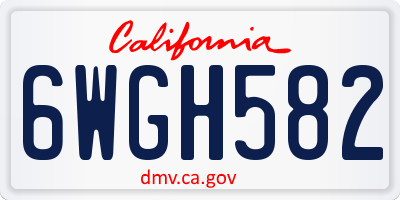 CA license plate 6WGH582