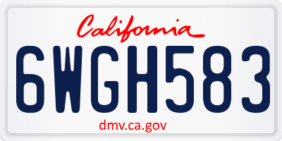 CA license plate 6WGH583