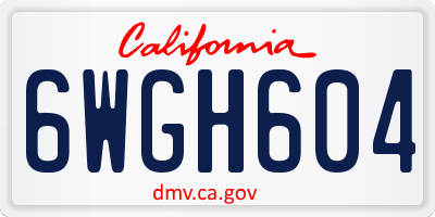 CA license plate 6WGH604