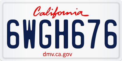 CA license plate 6WGH676