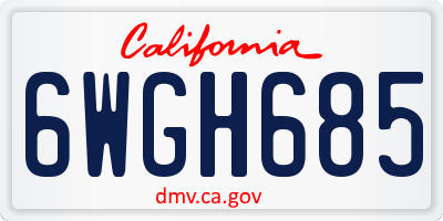 CA license plate 6WGH685